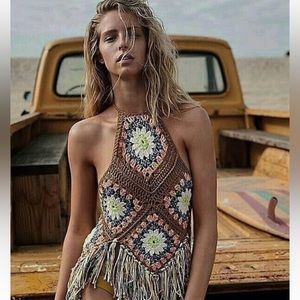 Free People Summer of Love crocheted halter top